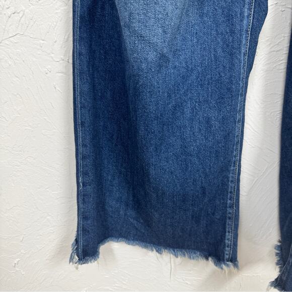 Kancan Blue Wide Leg Distressed High Rise Jeans Womens 31 Denim Classic Raw Hem - Picture 4 of 13